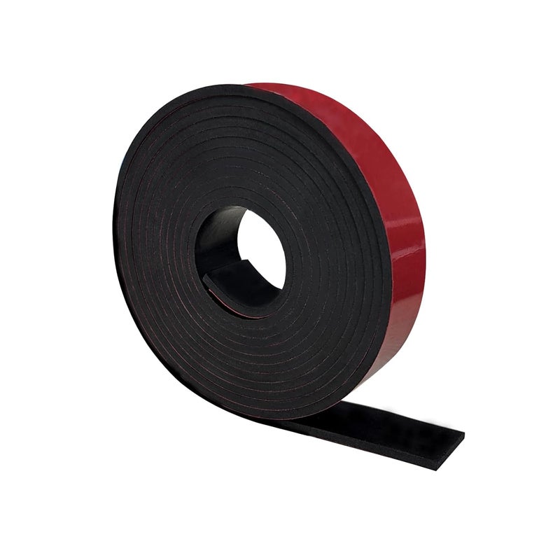 SUCOHANS Adhesive Rubber Strips 1/8(.125)" Thick x 1" Wide x 10' Long, Neoprene Rubber Strip with Adhesive Backing for Sealing Supports Protection Gaskets - Image 1